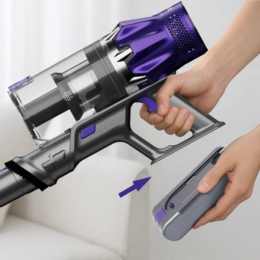 TESLA Electronics PureStar - Aspirapolvere a batteria flessibile 2in1 250W/2200 mAh grigio/viola