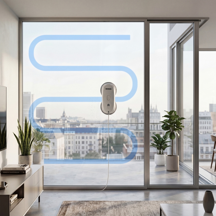 TESLA Electronics RoboStar - Pulitore per vetri con spruzzatore d'acqua 72W/230V/500 mAh + telecomando