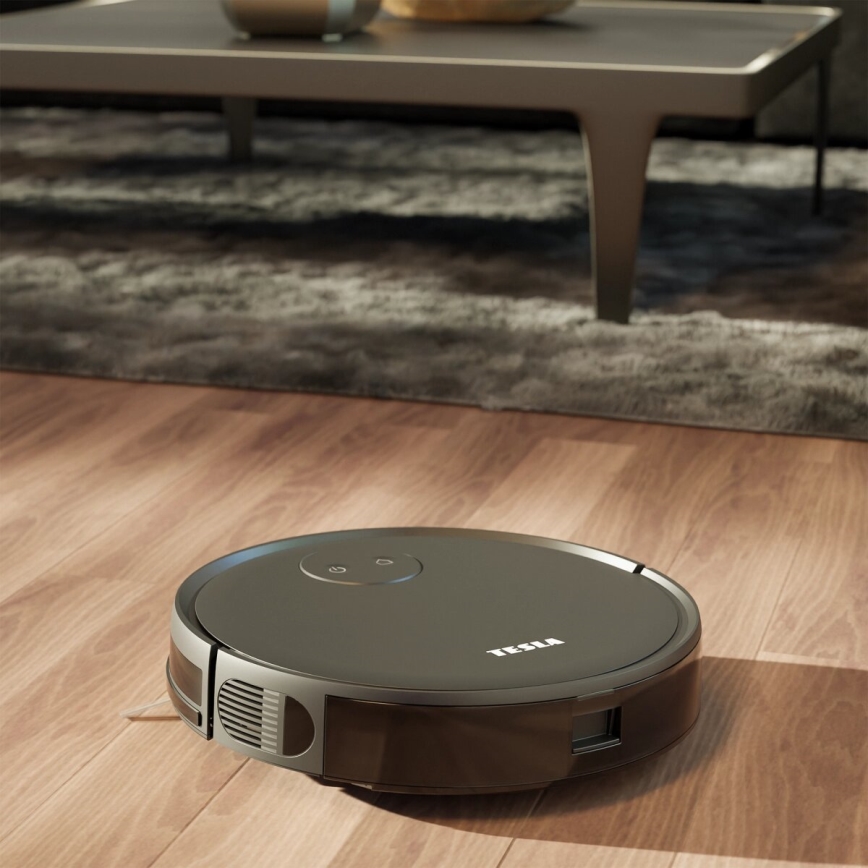 TESLA Smart - Aspirapolvere robot intelligente 2 in 1 2000 mAh Wi-Fi nero + telecomando