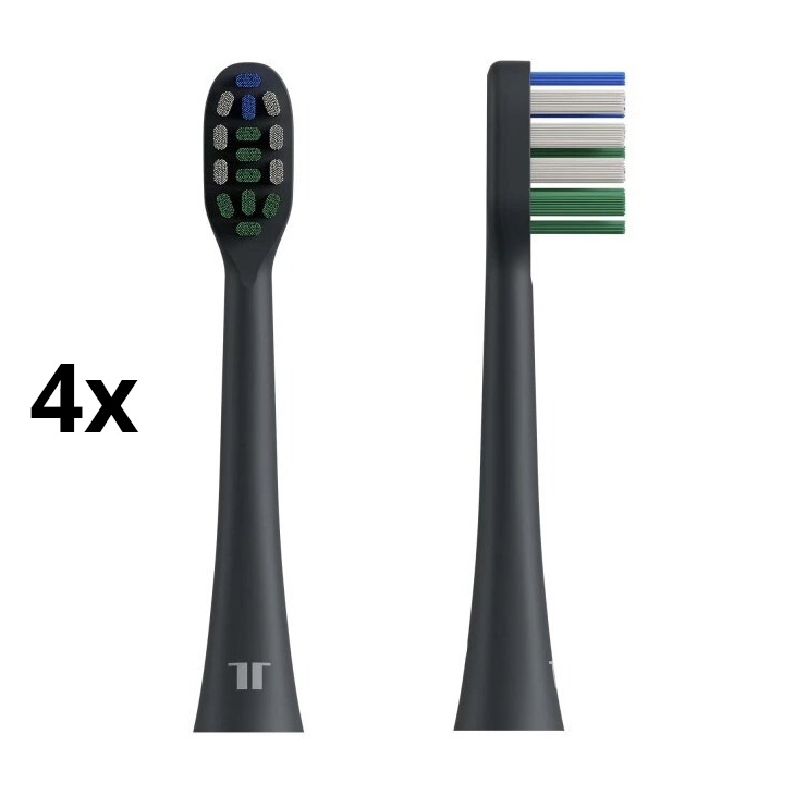 TESLA Smart - SET 4x Testina di ricambio per spazzolino sonico TS400 nero