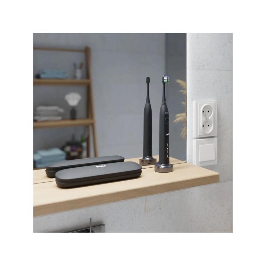 TESLA Smart - SET 4x Testina di ricambio per spazzolino sonico TS400 nero