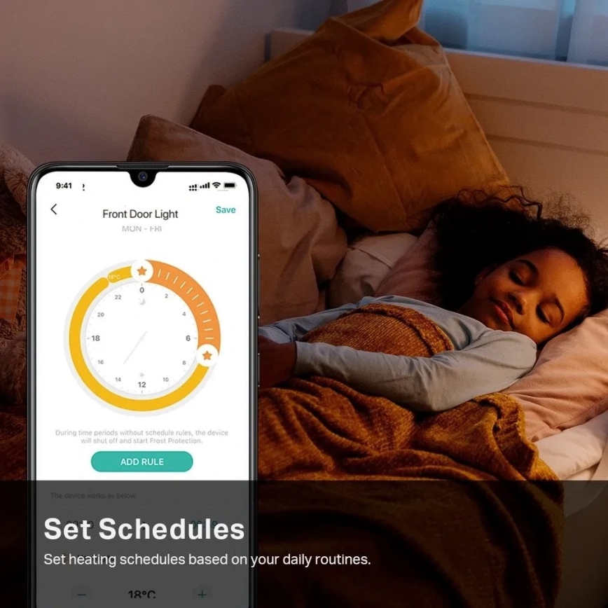 Testa termostatica intelligente con display LCD, 2x AA, Tuya