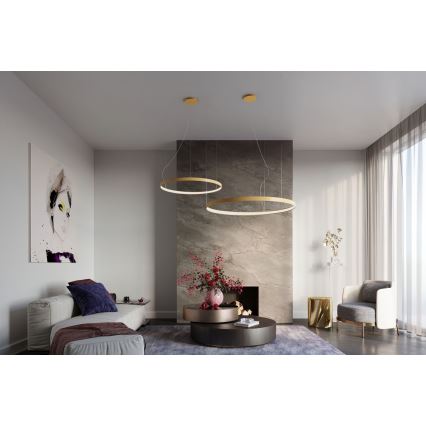 Thoro TH.174 - Lampadario LED a sospensione con filo RIO LED/50W/230V CRI90 3000K diametro 78 cm oro