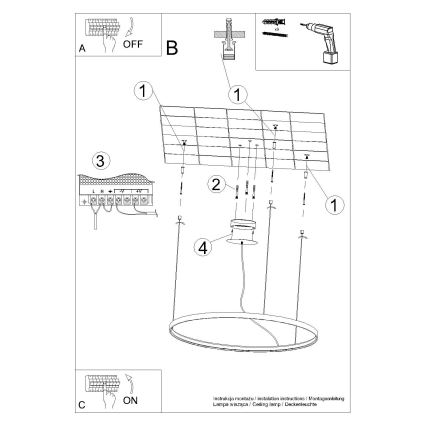 Thoro TH.174 - Lampadario LED a sospensione con filo RIO LED/50W/230V CRI90 3000K diametro 78 cm oro