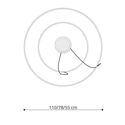 Thoro TH.176 - Lampadario LED a sospensione con filo RIO LED/80W/230V CRI 90 3000K bianco