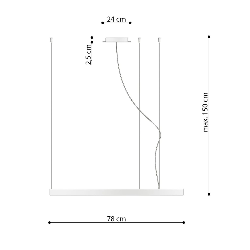 Thoro TH.181 - LED  Lampadario a sospensione con filo RIO LED /50W/230V CRI 95 4000K diametro 78 cm oro