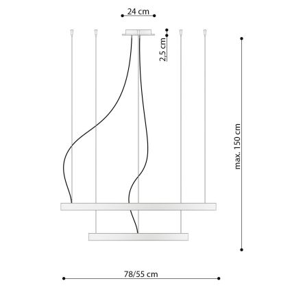 Thoro TH.212 - Lampadario LED a sospensione con filo RIO LED/80W/230V CRI95 4000K nero