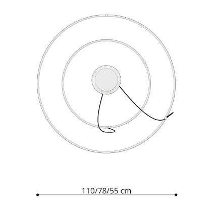 Thoro TH.212 - Lampadario LED a sospensione con filo RIO LED/80W/230V CRI 95 4000K nero