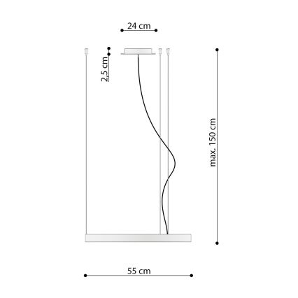 Thoro TH.216 - Lampadario LED a sospensione con filo RIO LED/30W/230V CRI90 3000K diametro 55 cm oro