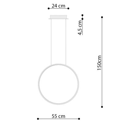 Thoro TH.220 - Lampadario LED a sospensione con filo RIO LED/30W/230V CRI90 3000K diametro 55 cm oro