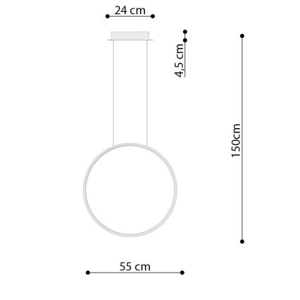 Thoro TH.221 - Lampadario LED a sospensione con filo RIO LED/30W/230V CRI95 4000K diametro 55 cm oro