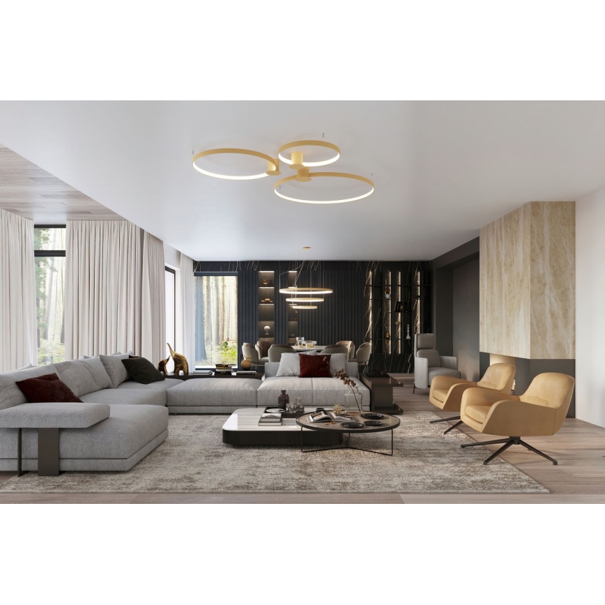 Thoro TH.224 - Plafoniera LED RIO LED/50W/230V CRI 90 3000K diametro 78 cm oro