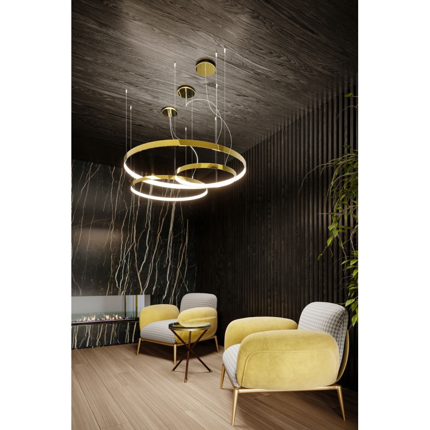 Thoro TH.246 - Lampadario LED a sospensione con filo RIO LED/50W/230V CRI 90 3000K diametro 78 cm oro