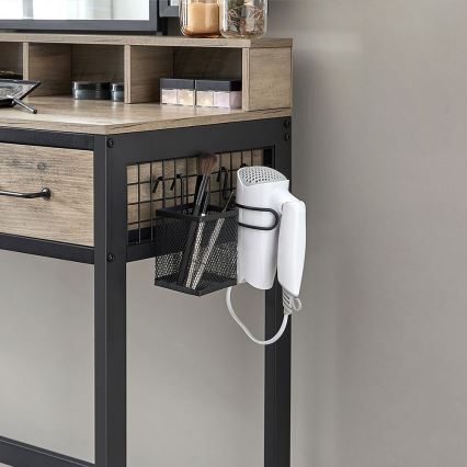 Toeletta con sgabello FLORA 28,6 x 42 cm grigio/nero