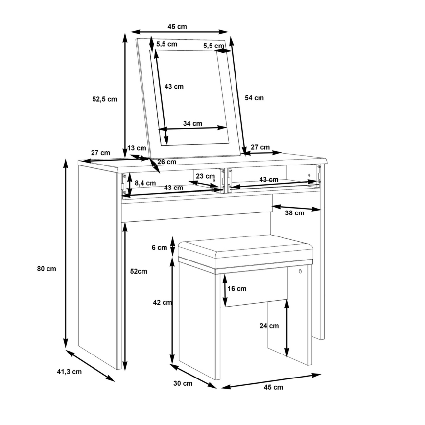 Toeletta ERO con pouf marrone/nero