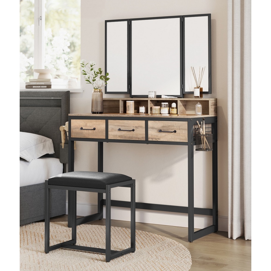 Toeletta FLORA con sgabello 28,6x42 cm marrone/nero