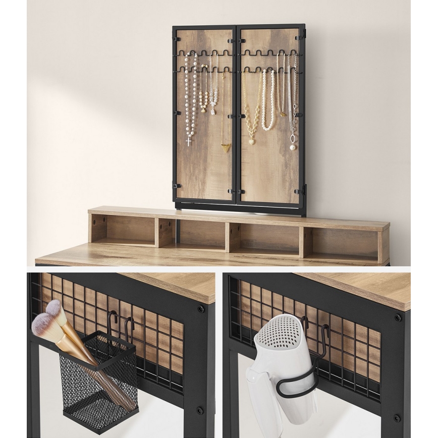 Toeletta FLORA con sgabello 28,6x42 cm marrone/nero