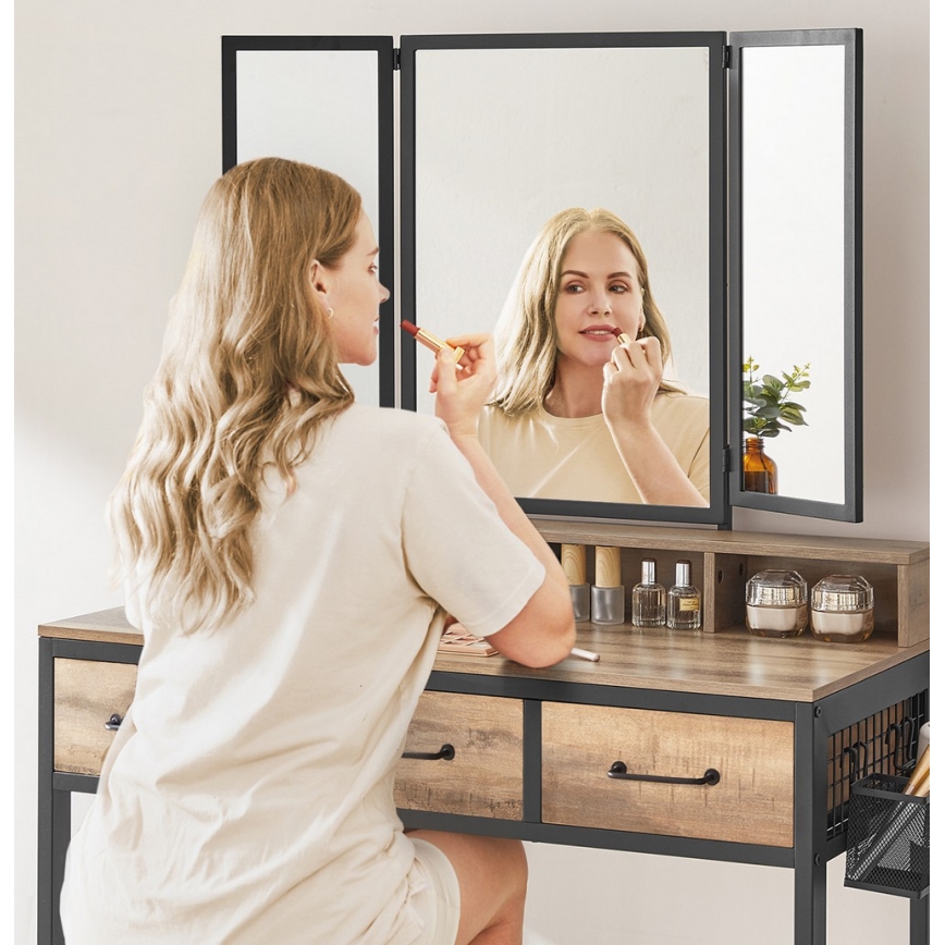 Toeletta FLORA con sgabello 28,6x42 cm marrone/nero