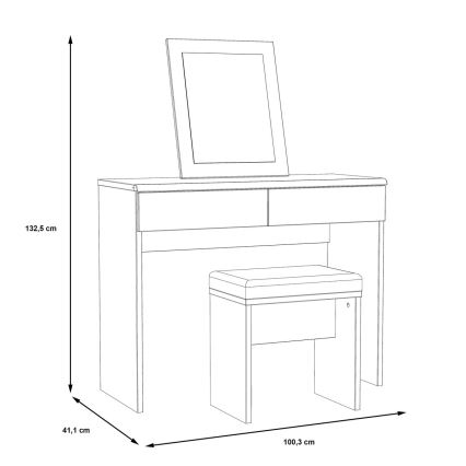 Toeletta JUNO + sgabello 45x29,6 cm marrone/nero