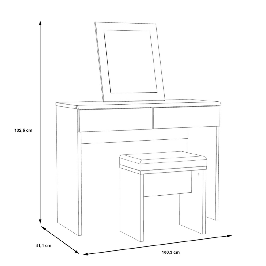 Toeletta JUNO + sgabello 45x29,6 cm marrone/nero