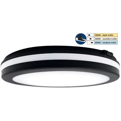 Top Lampada - Lampada LED da bagno COMET LED/24W/230V 3000/4000/6500K IP54 diametro 30 cm nero