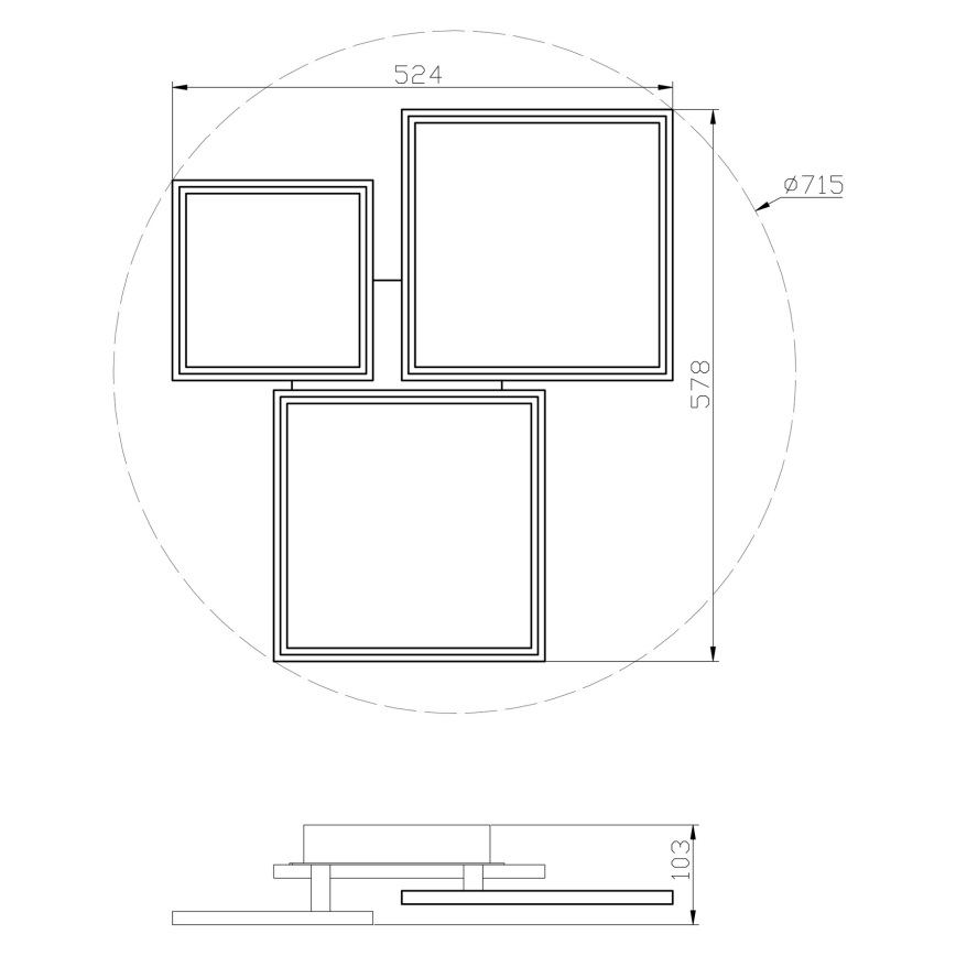 Top Lampada - Lampadario a plafone LED dimmerabile MERKUR LED/50W/230V 3000-6500K nero + telecomando