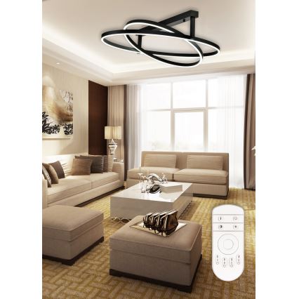 Top Lampada - Lampadario a plafone LED dimmerabile SATURN 2xLED/25W/230V nero + telecomando