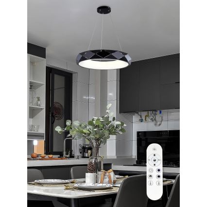 Top Lampada - Lampadario a sospensione con filo LED dimmerabile APOLO LED/45W/230V nero + telecomando