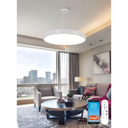 Top Lampada - LED RGB Lampadario dimmerabile a sospensione con filo METAL LED/60W/230V Wi-Fi Tuya bianco + telecomando