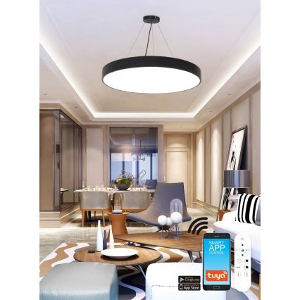 Top Lampada - LED RGB Lampadario dimmerabile a sospensione con filo METAL LED/60W/230V Wi-Fi Tuya nero + telecomando