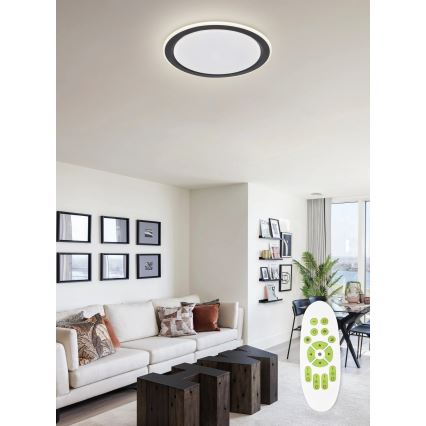 Top Lampada - Plafoniera LED dimmerabile NORMAN LED/60W/230V diametro 49 cm nero + telecomando