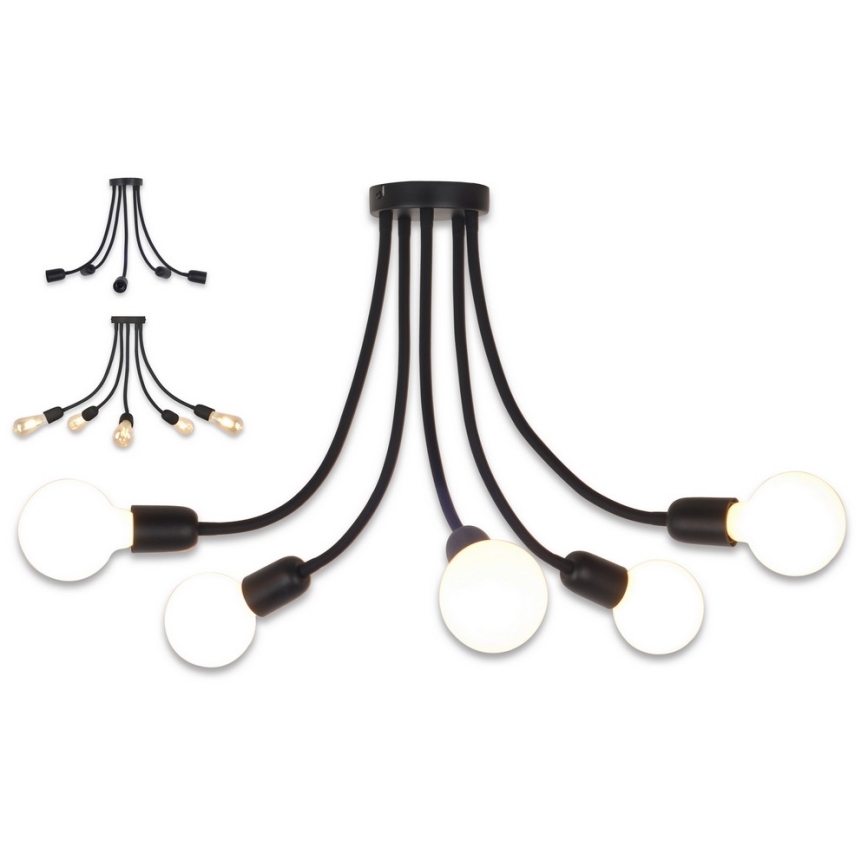 Top Light Galileo 5 C - Lampadario a sospensione con supporto rigido 5xE27/40W/230V nero