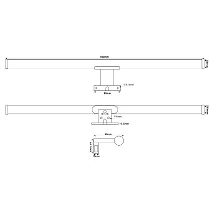 Top Light - Illuminazione a LED per specchi da bagno OREGON LED/9W/230V 60 cm IP44