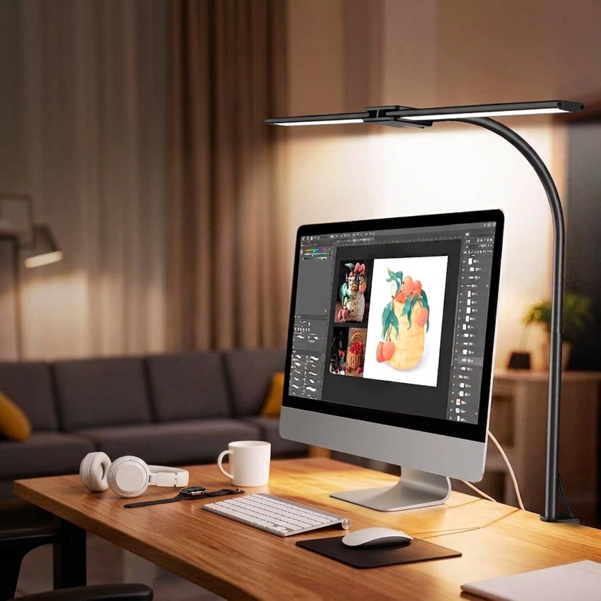Top Light - Lampada da scrivania dimmerabile a LED con morsetto LYRA LED/18W/230V 3000-6500K nera