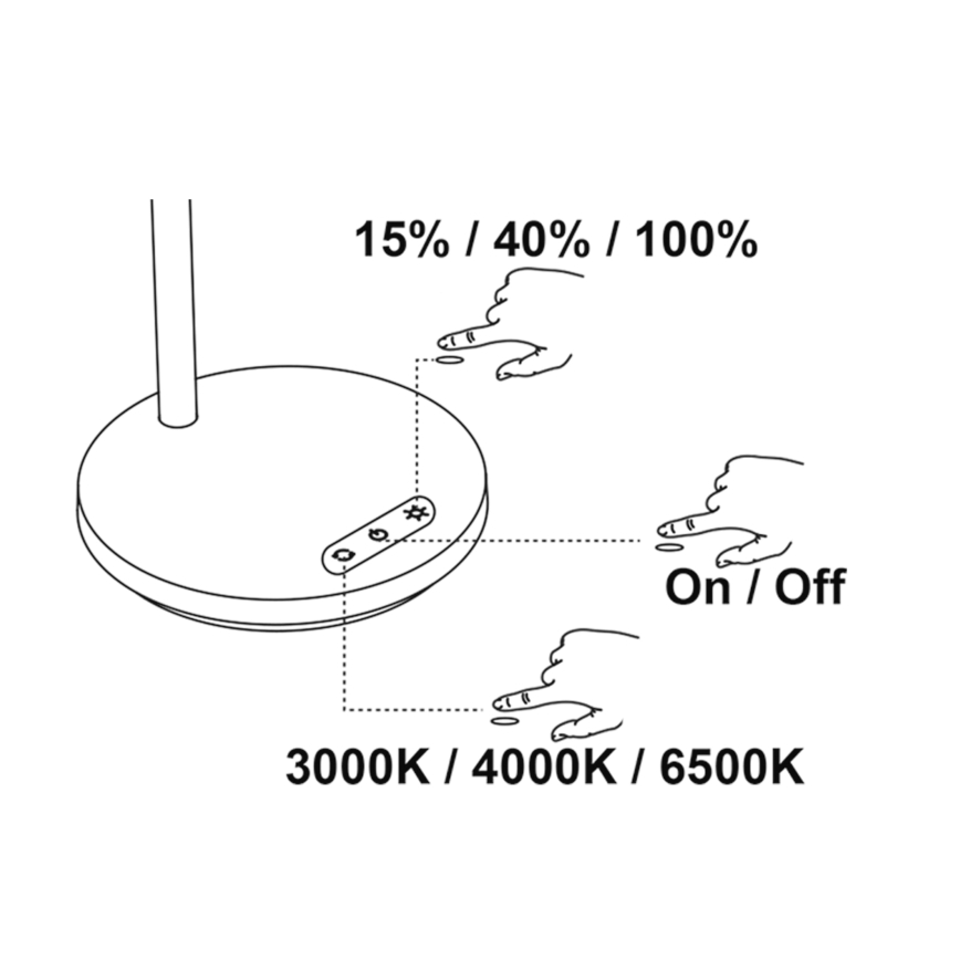Top Light - Lampada da tavolo touch dimmerabile a LED BELLA LED/4,8 W/5 V 3000/4000/6500 K nera
