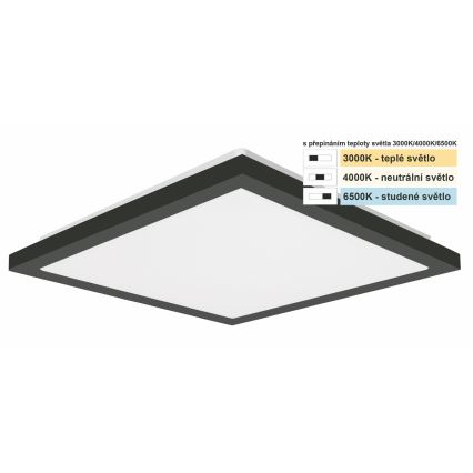 Top Light - Plafoniera LED da bagno ONYX LED/10W/230V IP44 3000/4000/6500K 28x28 cm nero