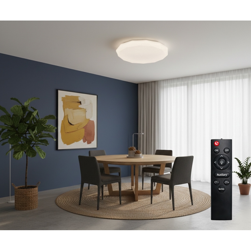 Top Light - Plafoniera LED dimmerabile per bagno SPARKLE LED/60W/230V 3000-6500K IP44 Ø 49 cm bianca + telecomando