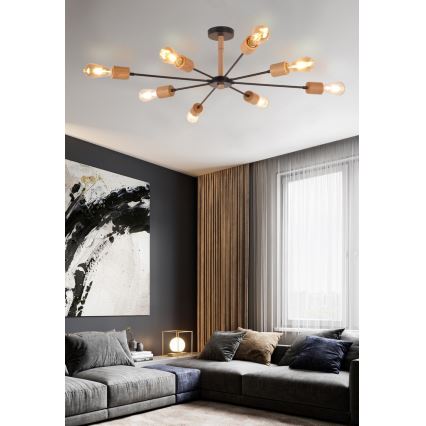 Top Light Star 8 - Lampadario a sospensione con supporto rigido STAR 8xE27/40W/230V pino