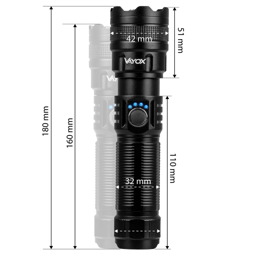 Torcia ricaricabile dimmerabile a LED con funzione power bank LED/10W/5V IPX4 600 lm 2000 mAh