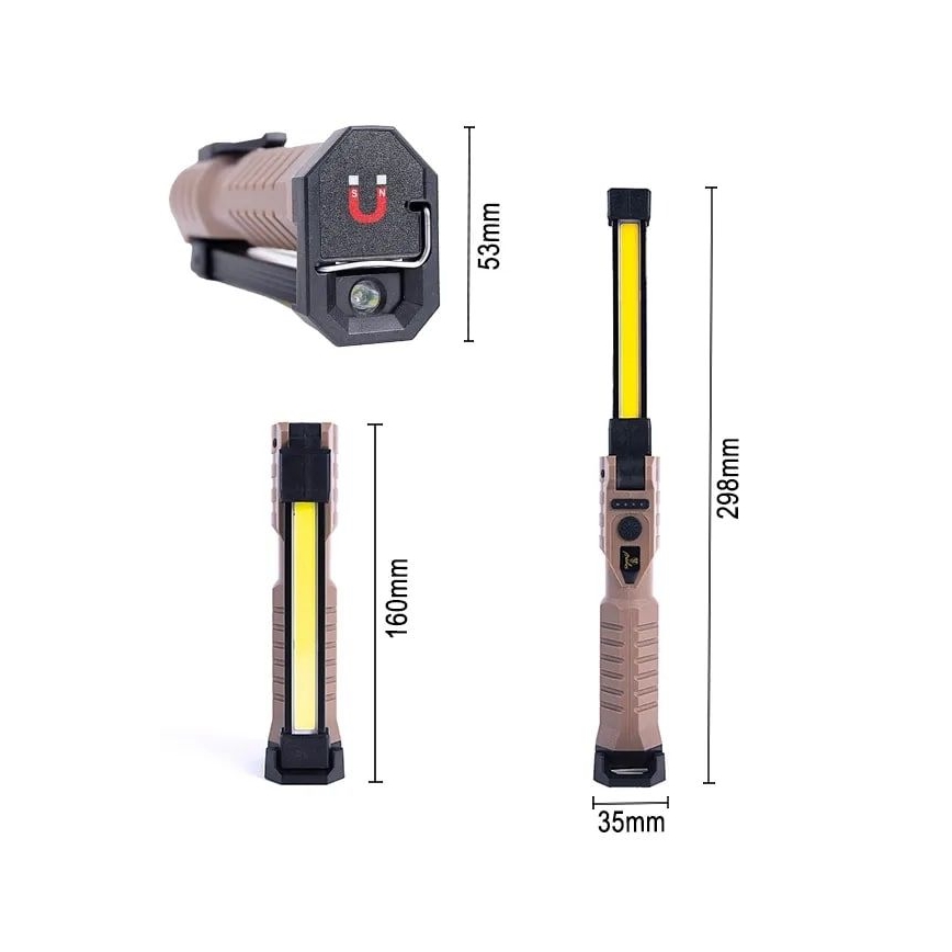 Torcia da lavoro ricaricabile a LED dimmerabile con funzione power bank LED/4W/5V IPX4 600 lm 2000 mAh