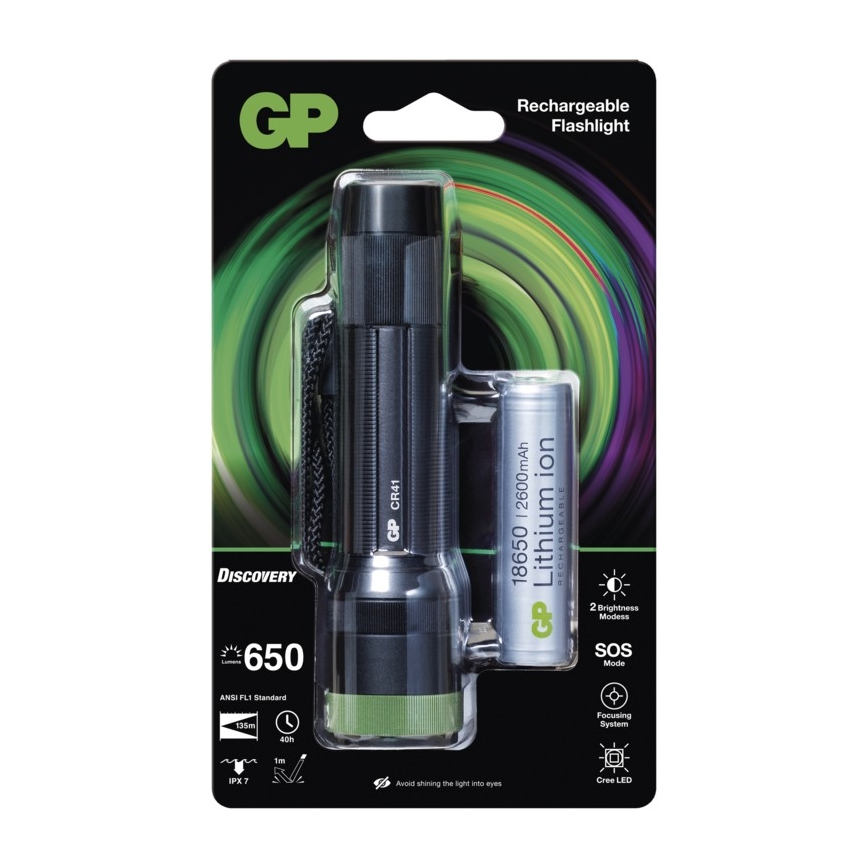 Torcia LED ricaricabile GP DISCOVERY CR41 LED/Li-lon 3,7V IPX7