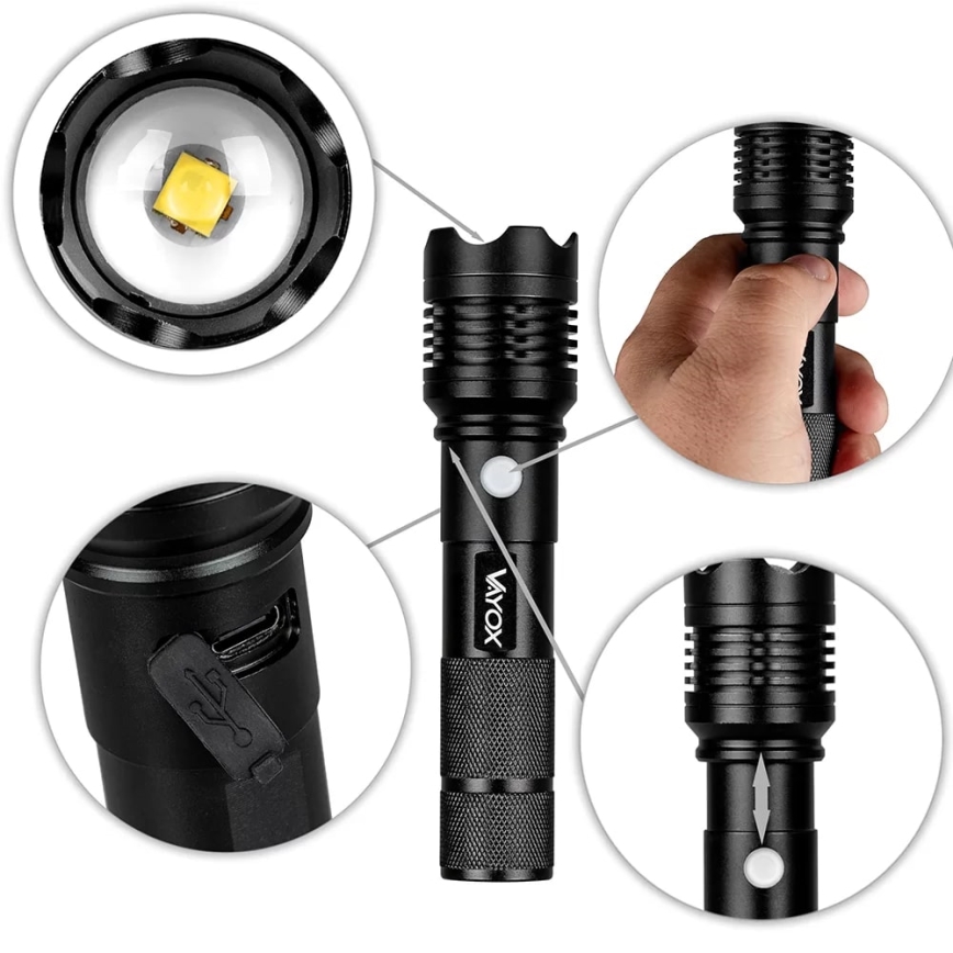 Torcia LED ricaricabile LED/10W/5V IPX4 800 lucente 1200 mAh