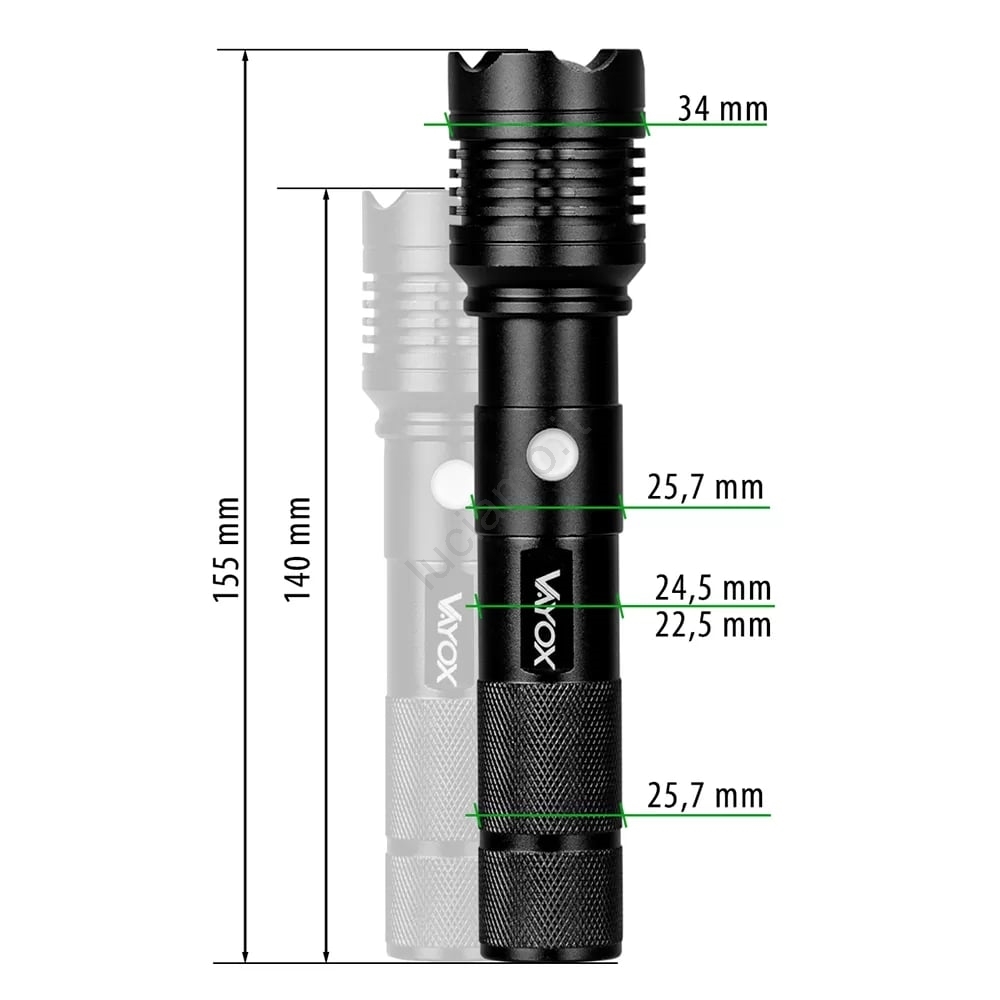 Velamp Fabre Torcia LED 10W CREE XML T6 – Alluminio Anodizzato, 800 Lumen, Resistente Antiurto IPX4, Con Filtri Rosso/verdi