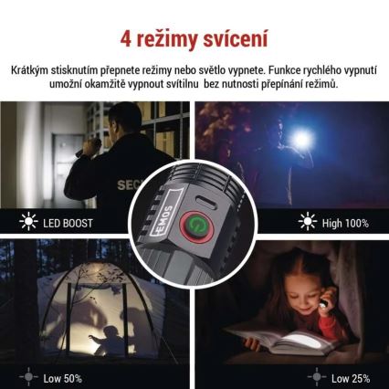 Torcia ricaricabile in metallo LED/5V 3000 lm 5000 mAh IP43