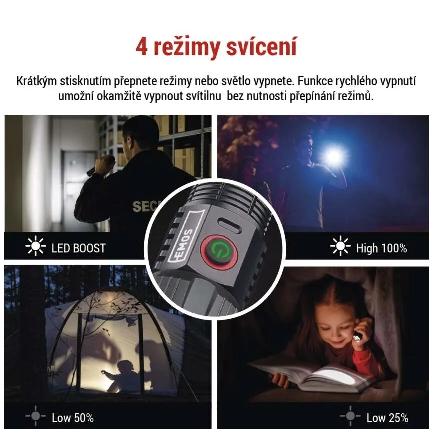 Torcia ricaricabile in metallo LED/5V 3000 lm 5000 mAh IP43