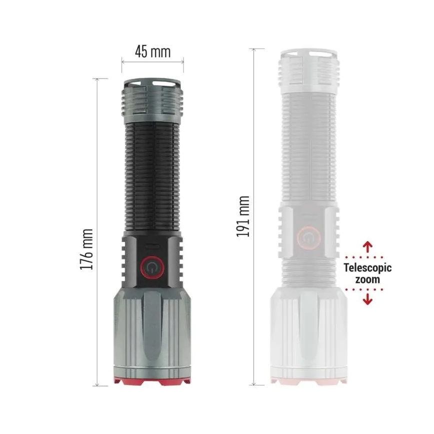 Torcia ricaricabile in metallo LED/5V 3000 lm 5000 mAh IP43
