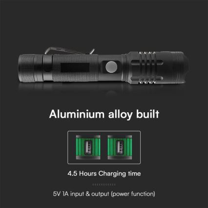 Torcia LED ricaricabile USB LED/10W/5V IP54 2000 mAh 1000 lucente