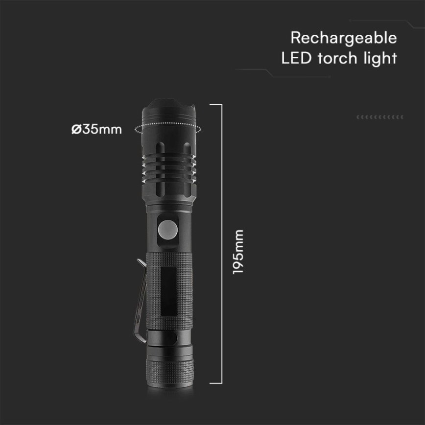 Torcia LED ricaricabile USB LED/10W/5V IP54 2000 mAh 1000 lucente