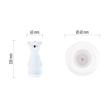 Torcia ricaricabile a LED dimmerabile per bambini 2 in 1 con luce notturna, 3,7V 1200 mAh