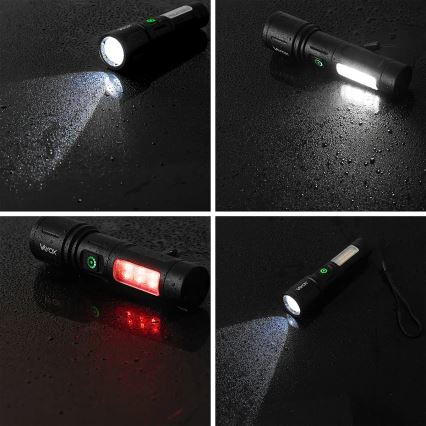 Torcia ricaricabile a LED dimmerabile con luce rossa LED/5W/5V IPX4 260 lucido 2000 mAh